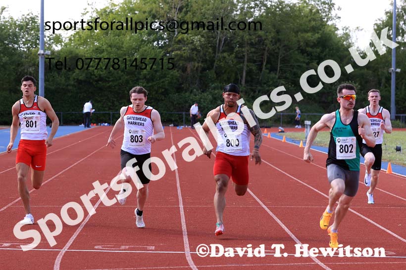 Senior mens 100 metres, 2025 North Eastern Track and Field Champs., Shildon, County Durham. Photo: David T. Hewitson/Sports for All Pics
